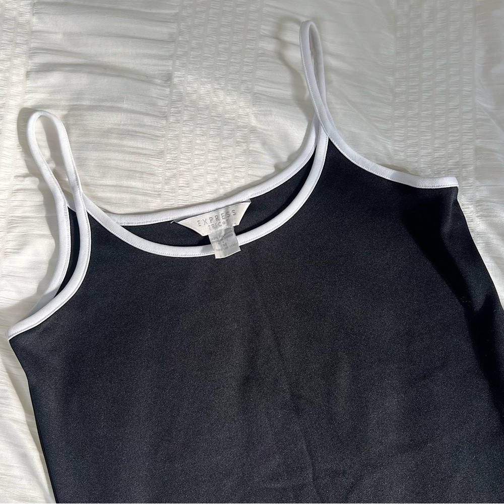 EXPRESS TRICOT Black Maxi Dress White Contrast Trim Size Medium